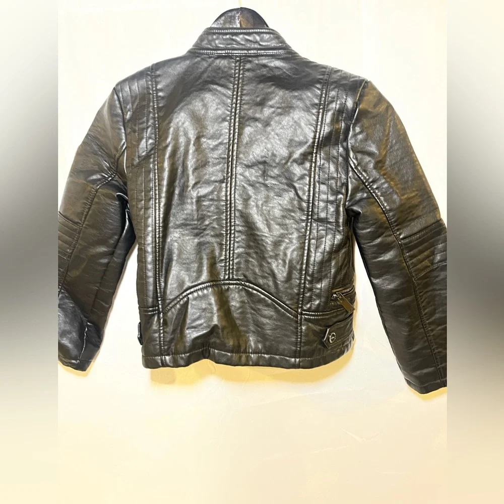 Urban Republic Girls Faux Black Leather Moto Jacket Size S 7/8 - Picture 13 of 13